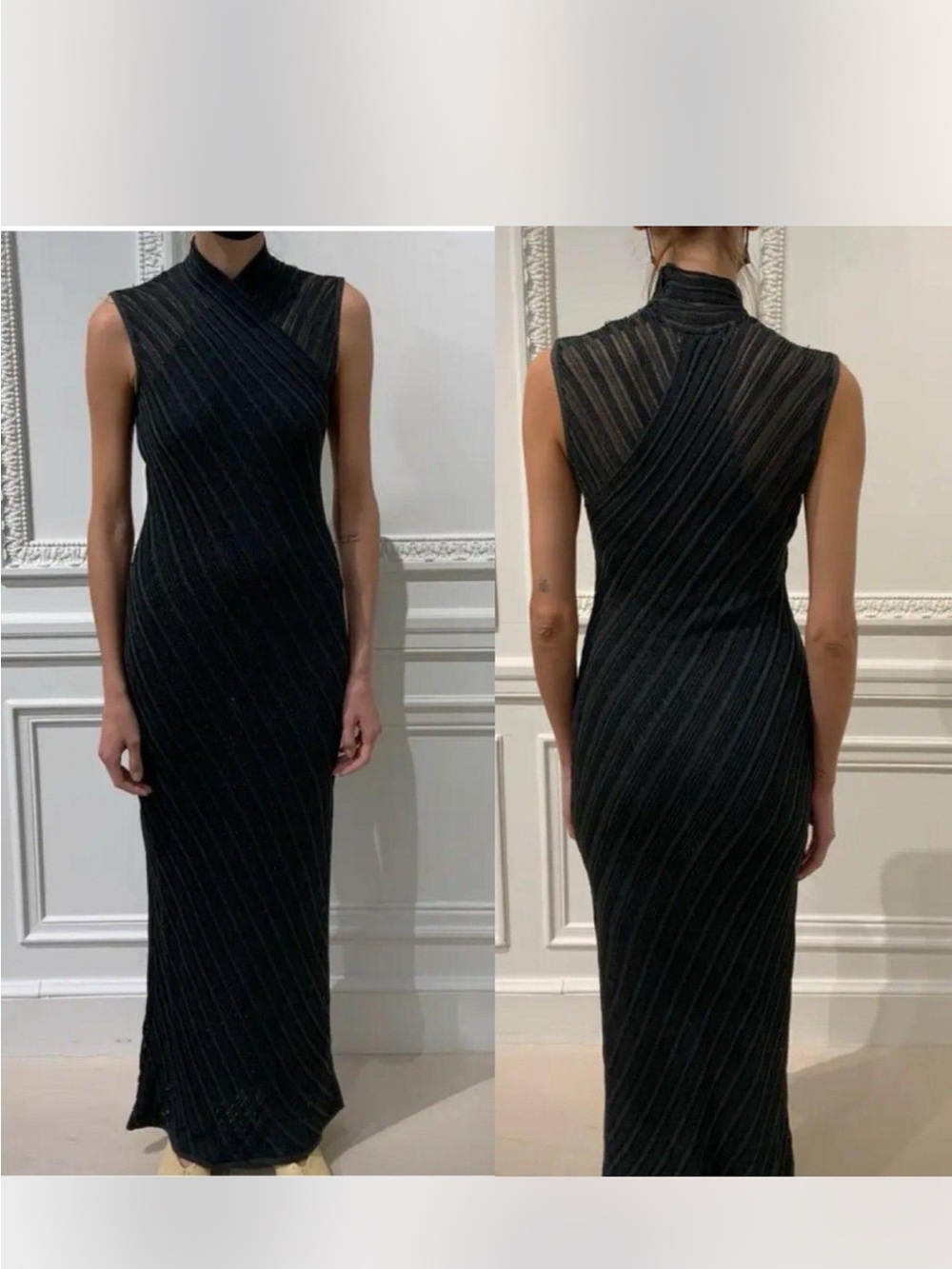 Celine Black Sleeveless High-Neck Maxi Dress
